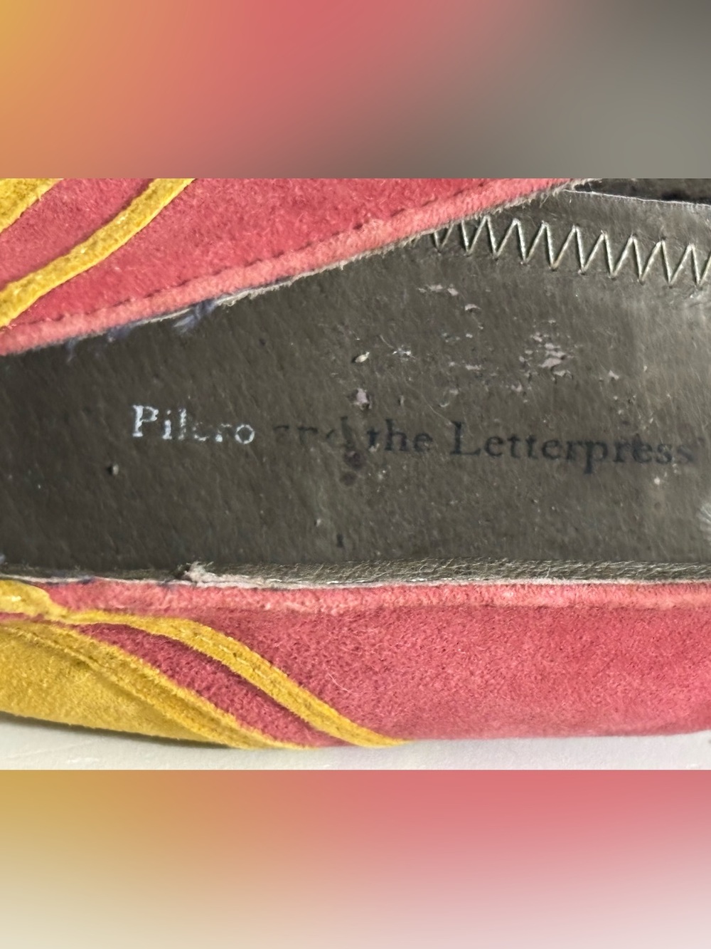 Retro Multicolor Suede 3.5” Block-Heel Pumps by Pilero And The Letterman Press - Picture 9 of 10